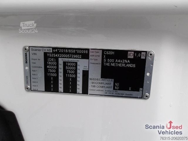 Standard SZM Scania S 500 NA - HIGHLINE - 2x TANKs - ACC