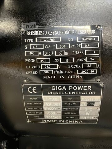 Агрегат Giga power LT-W300GF 375 kVA open generator