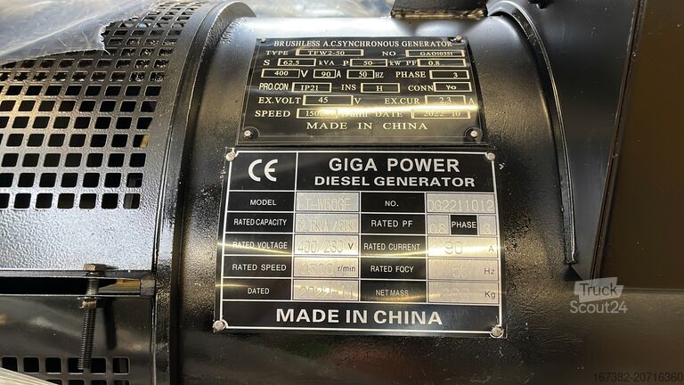 Aggregato Giga power LT-W50-GF 62.5 kVA Open generator