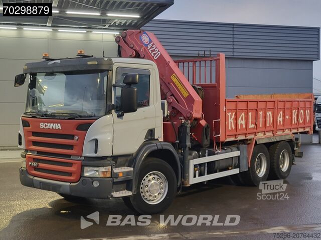Kipper mit Kran Scania P340 6X4 HMF 4220 K6 Crane Winch Tipper Full St...