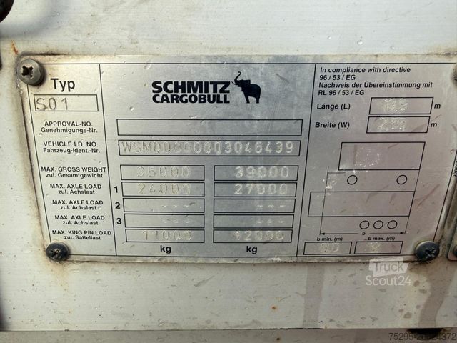 Semi-remorque bâchée SCHMITZ CARGOBULL 3 Achs MEGA Liftachse Hubdach SAF-axles TÜV9/26