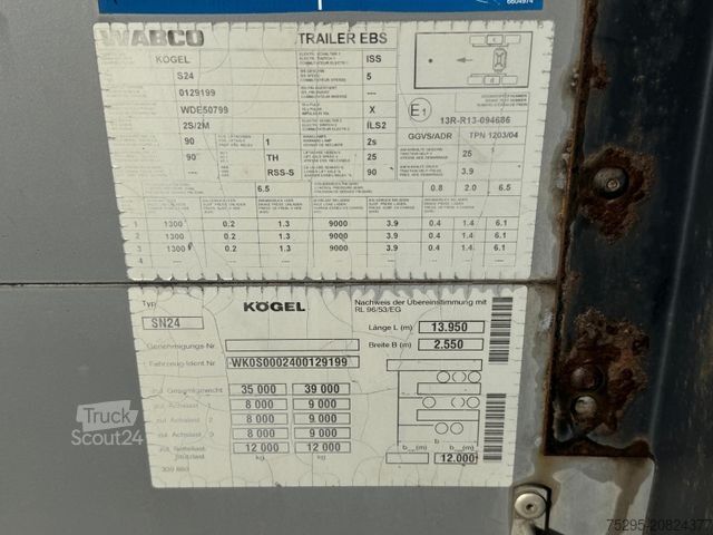 Otevřený návěs s plachtou KÖGEL 3 Achs MEGA Hubdach Liftachse SAF TÜV 01/2026