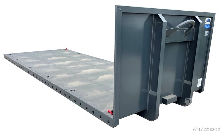 Krokcontainer A1 Container Plattform 6.500 mm - Lochleiste - Zurrösen - RAL 7016 Anthrazitgrau - Abrollcontainer