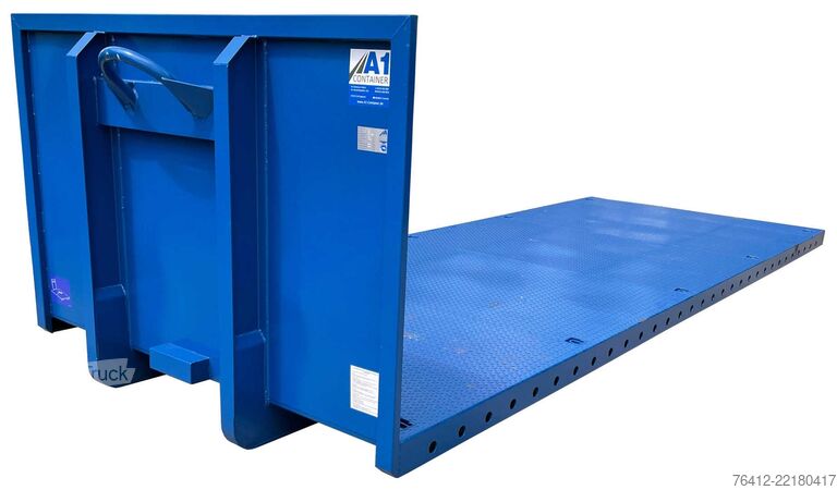 Krokcontainer A1 Container Plattform 6.500 mm - Lochleiste - Zurrösen - RAL 5010 Enzianblau - Abrollcontainer