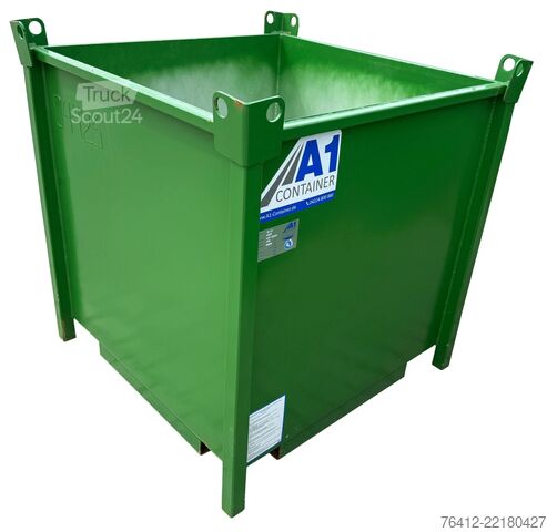 Kontener hakowy A1 Container Metallbox 1 m³ ? stapelbar ? RAL 6001 Smaragdgrün