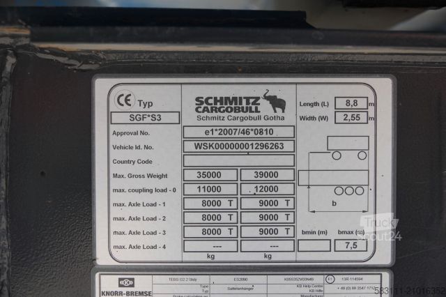 Полуприцеп-самосвал SCHMITZ CARGOBULL WYWROTKA 28 M3 / ALUMINIOWA / O? PODNOSZONA 