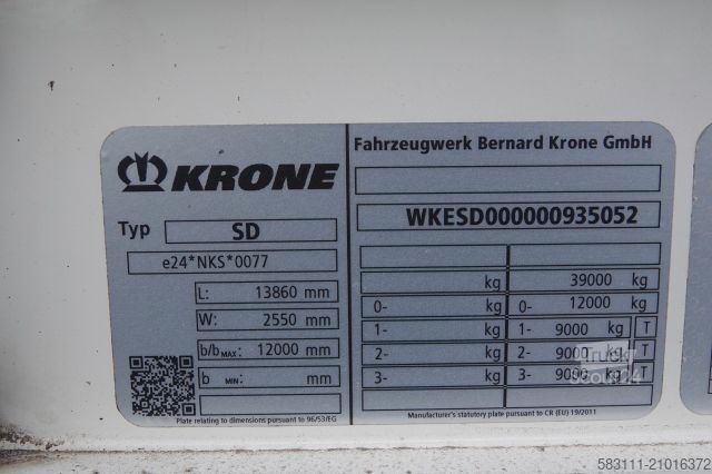 Otvorena poluprikolica sa ceradom KRONE FIRANKA STANDARD / KOSZ NA PALETY / 2020 R 