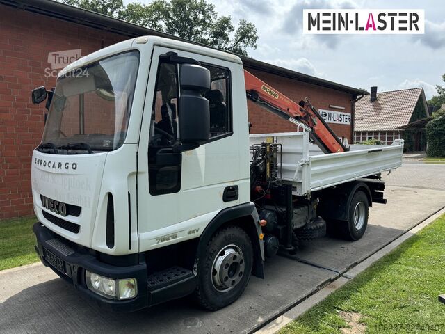 Třístranná sklápěcí dodávka IVECO ML75E16 3 S-Kipper Kran PK  9,4m-550 kg Greifer
