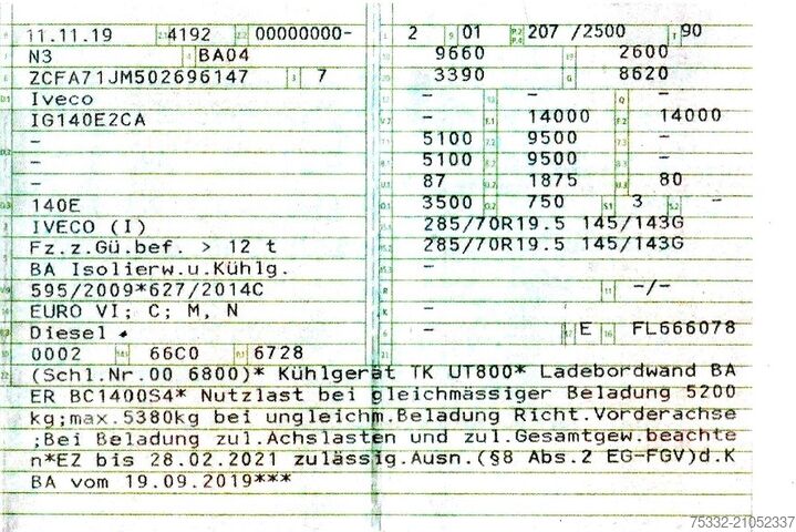 Camion frigorifique Iveco 140 E 28 Tief Kühl Thermoking 7,8 m LBW