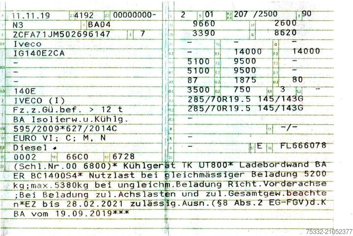 Camion frigorifique Iveco 140 E 28 Tief Kühl Thermoking 7,8 m LBW