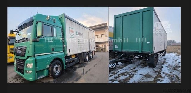 Platós teherautó ponyvával MAN TGX 26.500 / Zug / Ret / Lenkachse / XL Zertifik