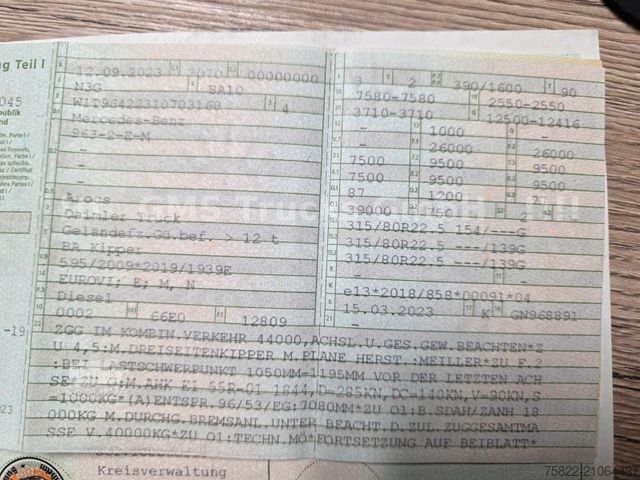 Autocarro ribaltabile MERCEDES-BENZ Arocs 2653 / 6X4 / Meiller BORDMATIK / 50mm AHK