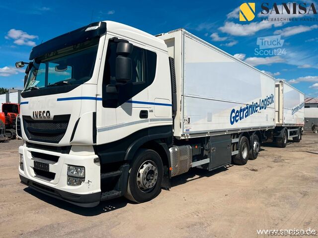LKW mit Getränkeaufbau IVECO Stralis AS260S46/2xLBW/Schwenkwand/Web Anhänge.