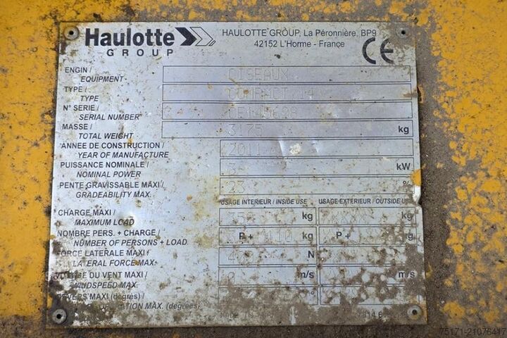 Schaarlift Haulotte COMPACT 14 Electric, 14m Working Height, 350kg Cap