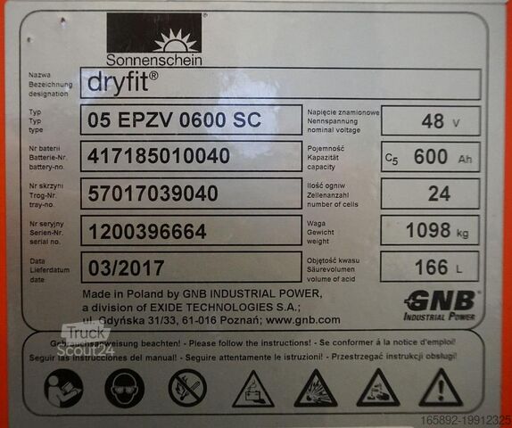 Truckbatteri GNB 48 Volt 5 PzV 600 Ah