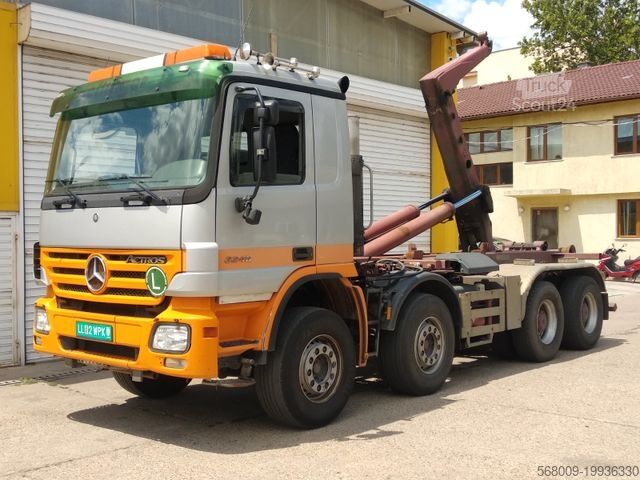 Kanca kasalı yük kamyonu (roll-off) MERCEDES-BENZ ACTROS 3246, 8x4, Abrollkipper