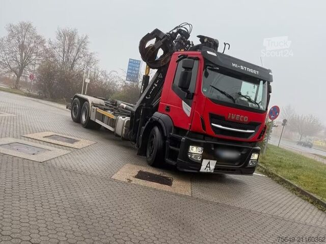Φορτηγό γερανός roll-off Iveco-Magirus Stralis AD260S46Y/PS 6x2 Stralis AD260S46Y/PS 6x2, Lenk-/Lift, Kran Hyva HZR150Z