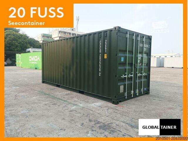 Lodní kontejner 20 Fuß Seecontainer / Neucontainer / Flaschengrün RAL 6007 / Materiallager