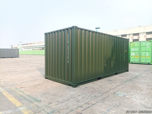 Lodní kontejner 20 Fuß Seecontainer / Neucontainer / Flaschengrün RAL 6007 / Materiallager