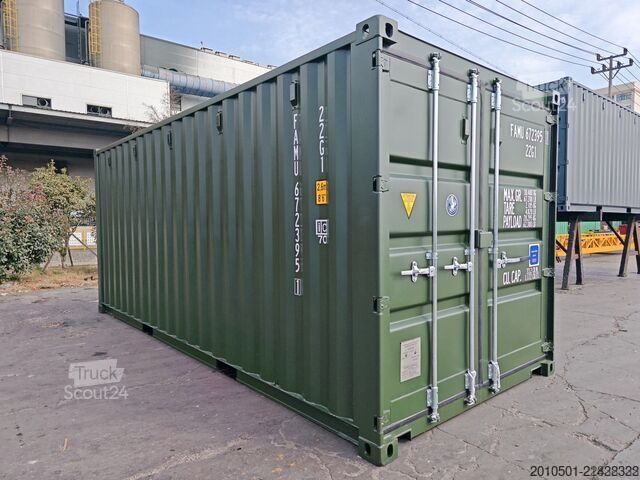 Lodní kontejner 20 Fuß Seecontainer / Neucontainer / Flaschengrün RAL 6007 / Materiallager