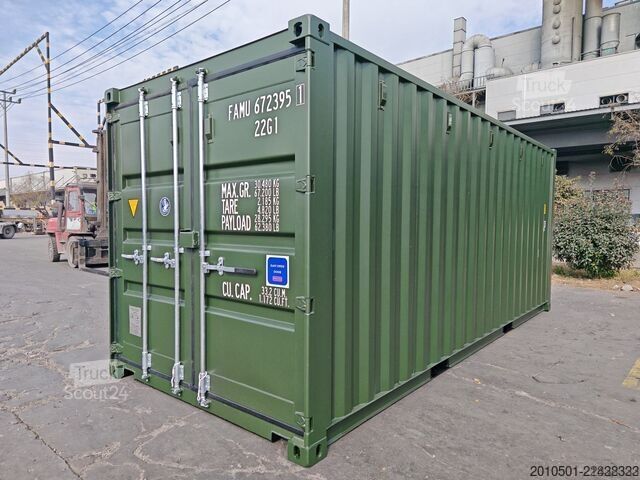Lodní kontejner 20 Fuß Seecontainer / Neucontainer / Flaschengrün RAL 6007 / Materiallager