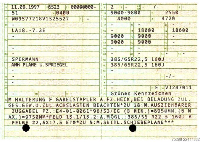 Anhänger mit Pritsche & Plane  Spermann LA18 - 7.3E / Alu-Felgen
