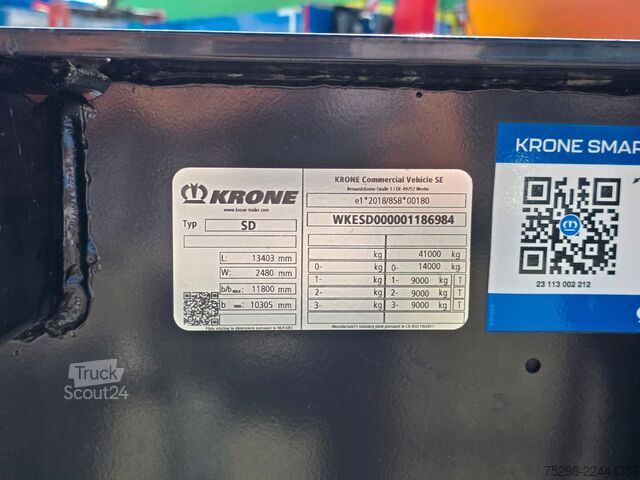 Semirremolque con caja intercambiable KRONE SD / Liftachse | Teleskop | 11.908mm-13.403mm