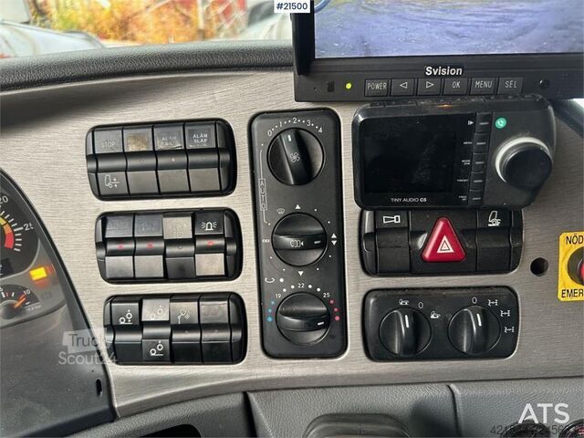 System för krokarm Mercedes-Benz Actros 2848 4x4+2 snow rigged hook truck. WATCH VI