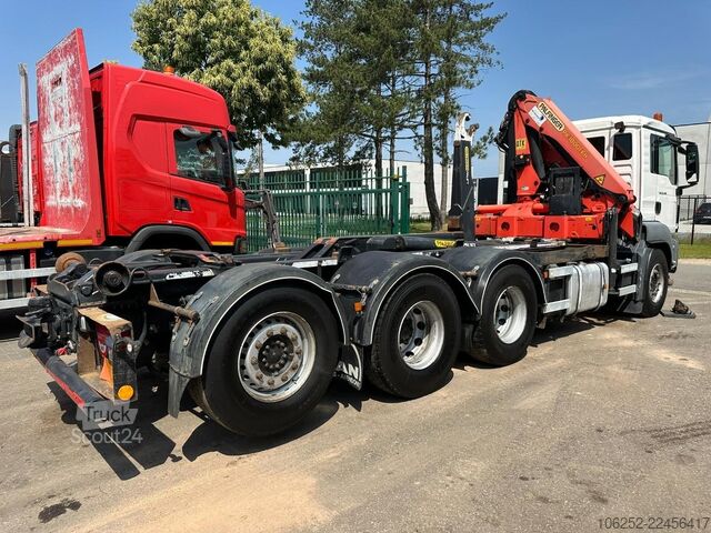 Containertransport (haakarmsysteem) MAN TGS 35.400 8x4 TRIDEM HOOKLIFT T22 + CRANE PALF...