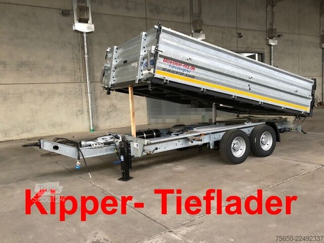 Remorque à benne basculante Möslein TTD11- BA Verzinkt  neuer Tandem Kipper Tieflader + Aufsatz