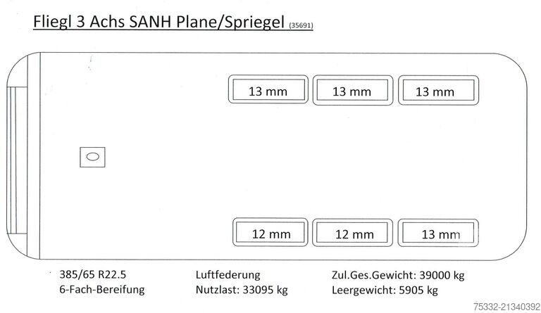 Nyitott ponyvás félpótkocsi FLIEGL 3 achs Road Runner BPW 385 /65 I Lock Bl