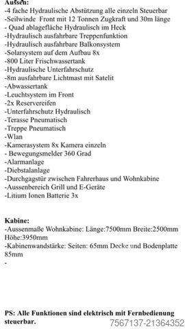 Levehető fülke MERCEDES-BENZ Arocs 4158 8X8 Allrad Expeditions Wohnmobil