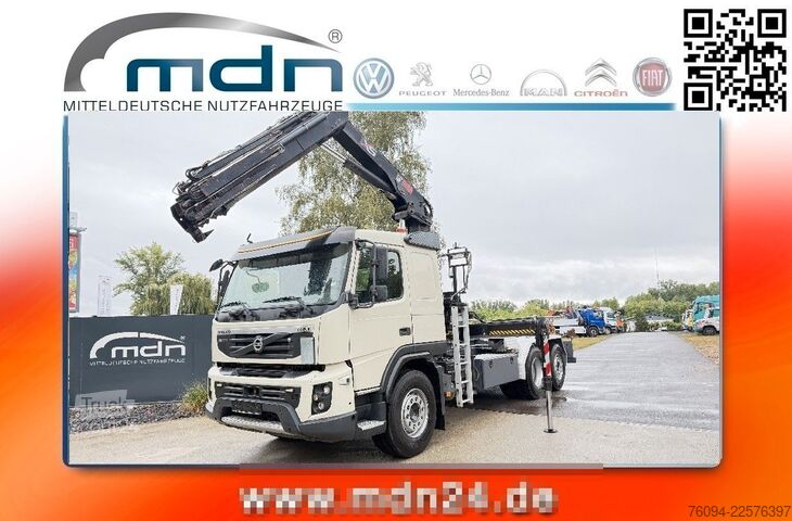 Камион с кука за контейнери VOLVO FMX 370 6x2 lift/lenk Abrollkipper KRAN 13m FUNK