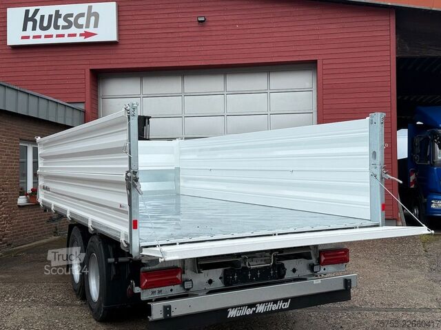 Tresidet tipvognstrailer MÜLLER-MITTELTAL 11,9  Breitreifen, Rampen, LED, doppelte  Bordw