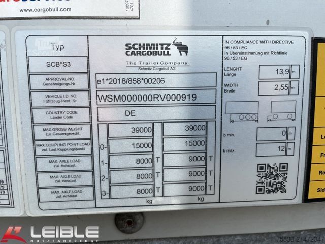 Box semitrailer SCHMITZ CARGOBULL SBO24*Trockenfracht*Liftachse*Code XL*TOP*