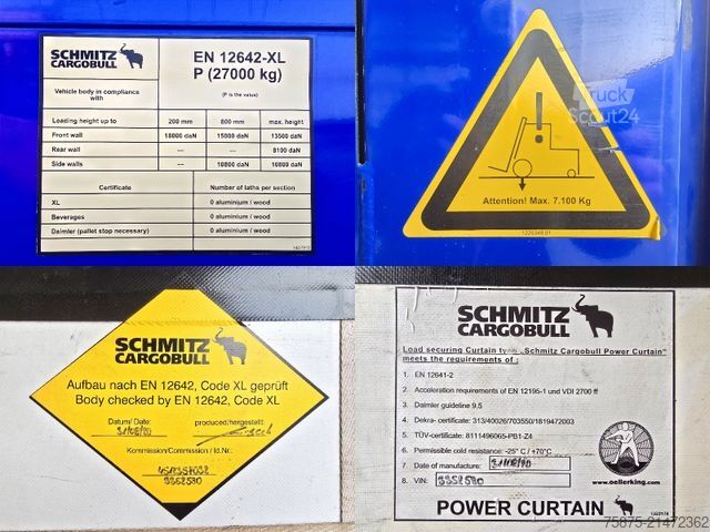Atvērta puspiekabe ar tentu SCHMITZ CARGOBULL SCS 24/L - 13.62 EB PowerCurtain Liftachse