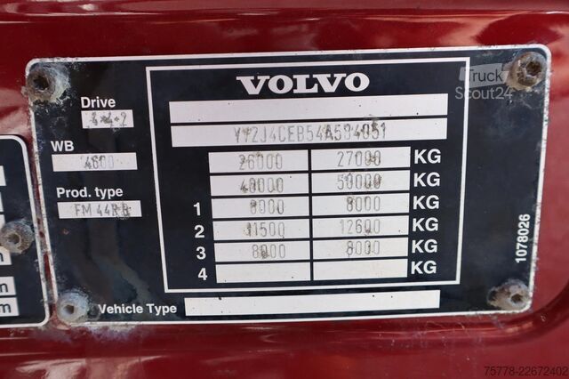 Châssis avec cabine Volvo FM 460 4X4+1 CHASSIS EURO 3 FULL STEEL SUSPENSI...
