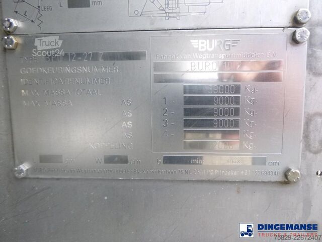Tartály Burg Chemical tank inox 32.6 m3 / 3 comp