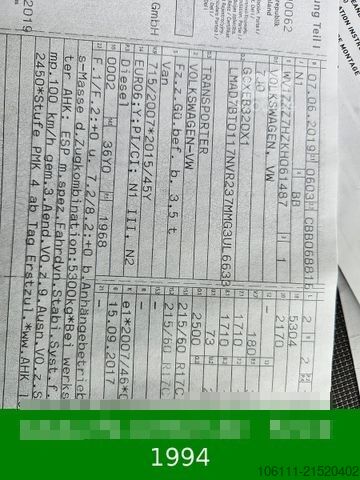 Minibus VOLKSWAGEN T6 4Motion DSG KaL/Diff-Sperre HochdachRegalsys