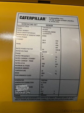 Tilslag CAT DE330E0 - C9 - 330 kVA Generator - DPX-18022