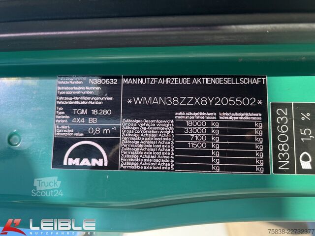 Camión volquete MAN TGM 18.280 4x4BB*Terex-Kran*Meiller-Kipper*
