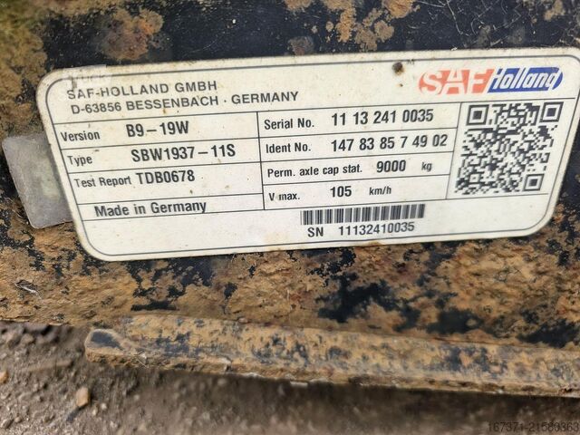 As SAF B9-19W | TRAILER AXLE SINGEL TIRE| DISC