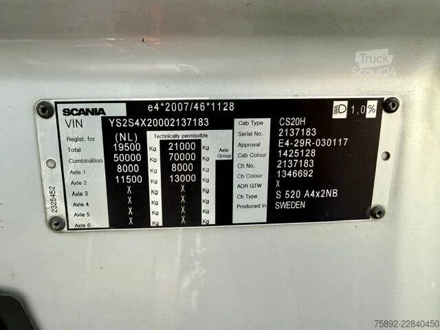 Standard-SZM Scania S520 V8 / Voll Luft / Retarder / Euro 6