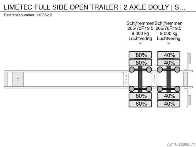  LIMETEC FULL SIDE OPEN TRAILER | 2 AXLE DOLLY | SPECIAL