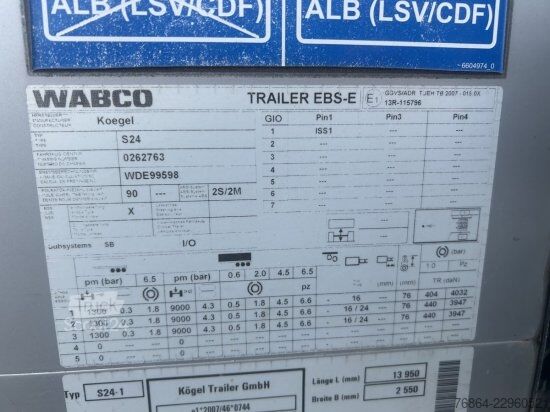Atvira puspriekabė su tentu KöGEL SN 24 MEGA-TAUTLINER REIFEN 435/50/19,5