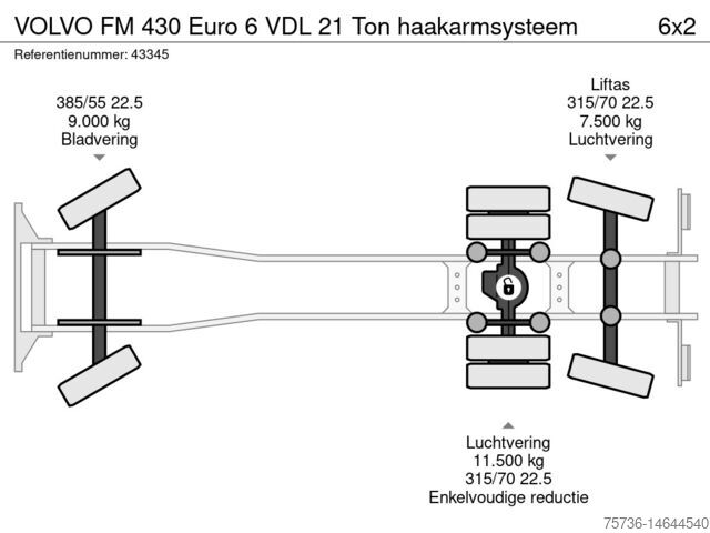 Containervervoer VOLVO FM 430 Euro 6 VDL 21 Ton haakarmsysteem
