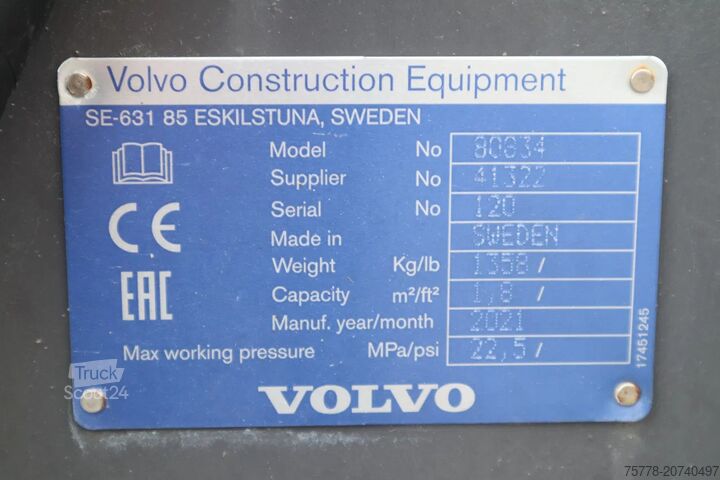 Log-lader Volvo 80834 | 1.8 M2 | L60/L70/L90 | LOG GRAPPLE | HO...