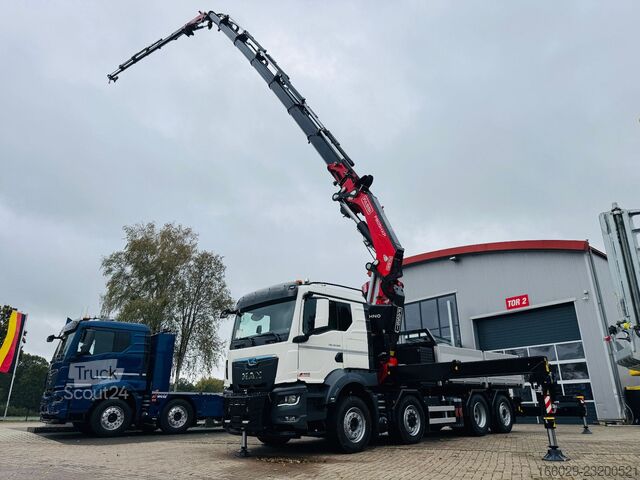 Lastebil med plan MAN TGS 35.520 8x2 Hydrodrive 8x4. Fassi F805 techno