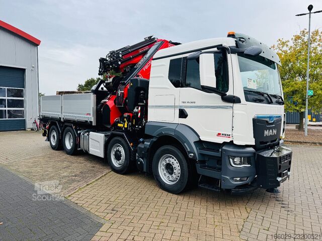 Lastebil med plan MAN TGS 35.520 8x2 Hydrodrive 8x4. Fassi F805 techno
