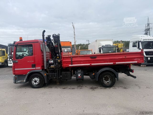 Camion benne MAN TGL 12.220BB Meiller+Kran-HiabXS077CL/Euro5